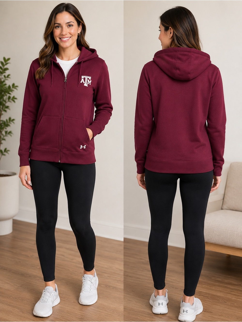 Under Armour Texas A&M hooded jacket Size Large. Fleece feel lining. Collegiate